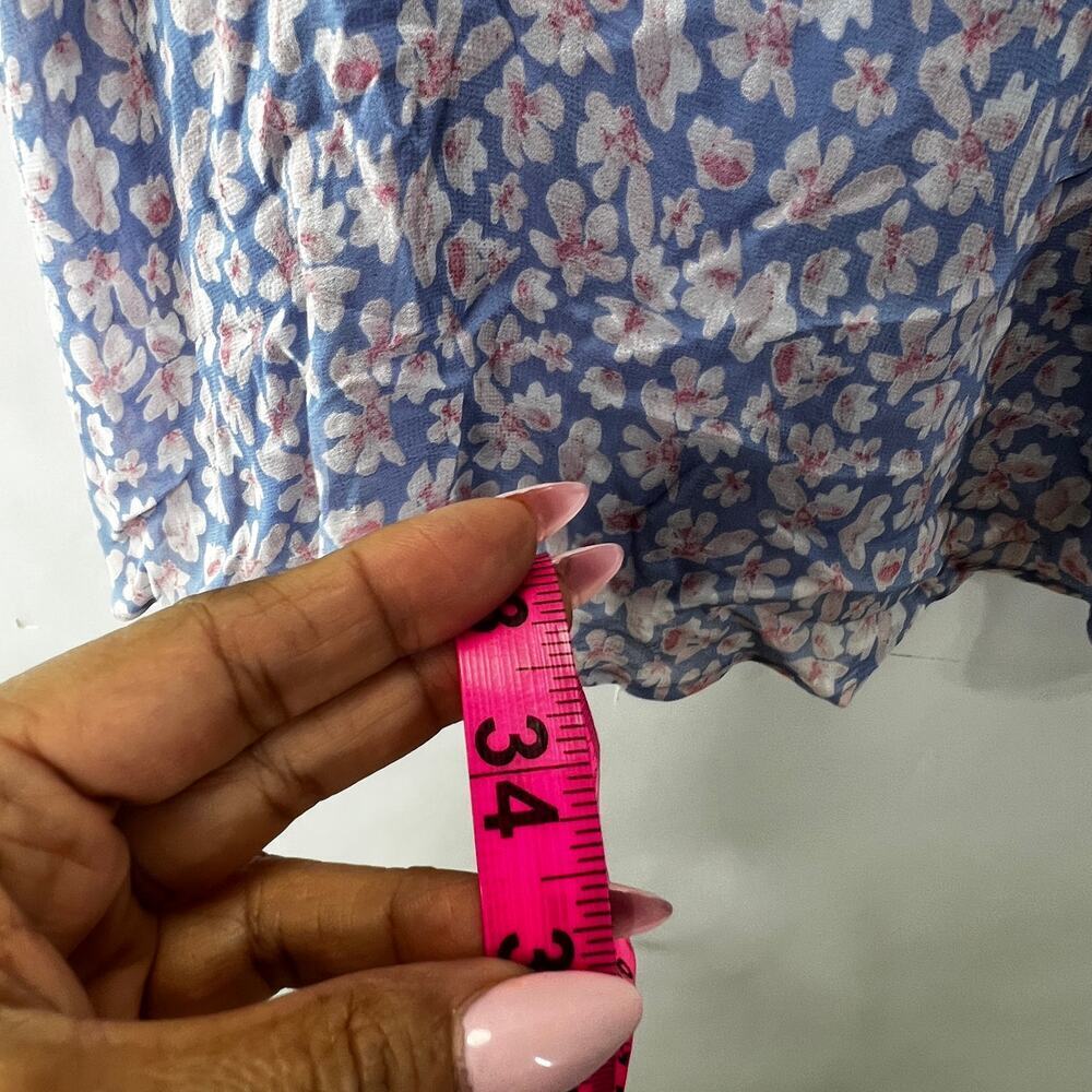 Floral Pastel Blue Pink Chiffon Dress Long Sleeve Size 4/34 - Picture 4 of 7